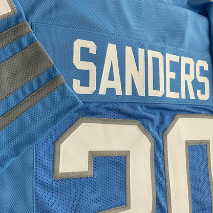 Barry Sanders Jersey Blue Detroit | Unsigned Custom Sewn Stitched