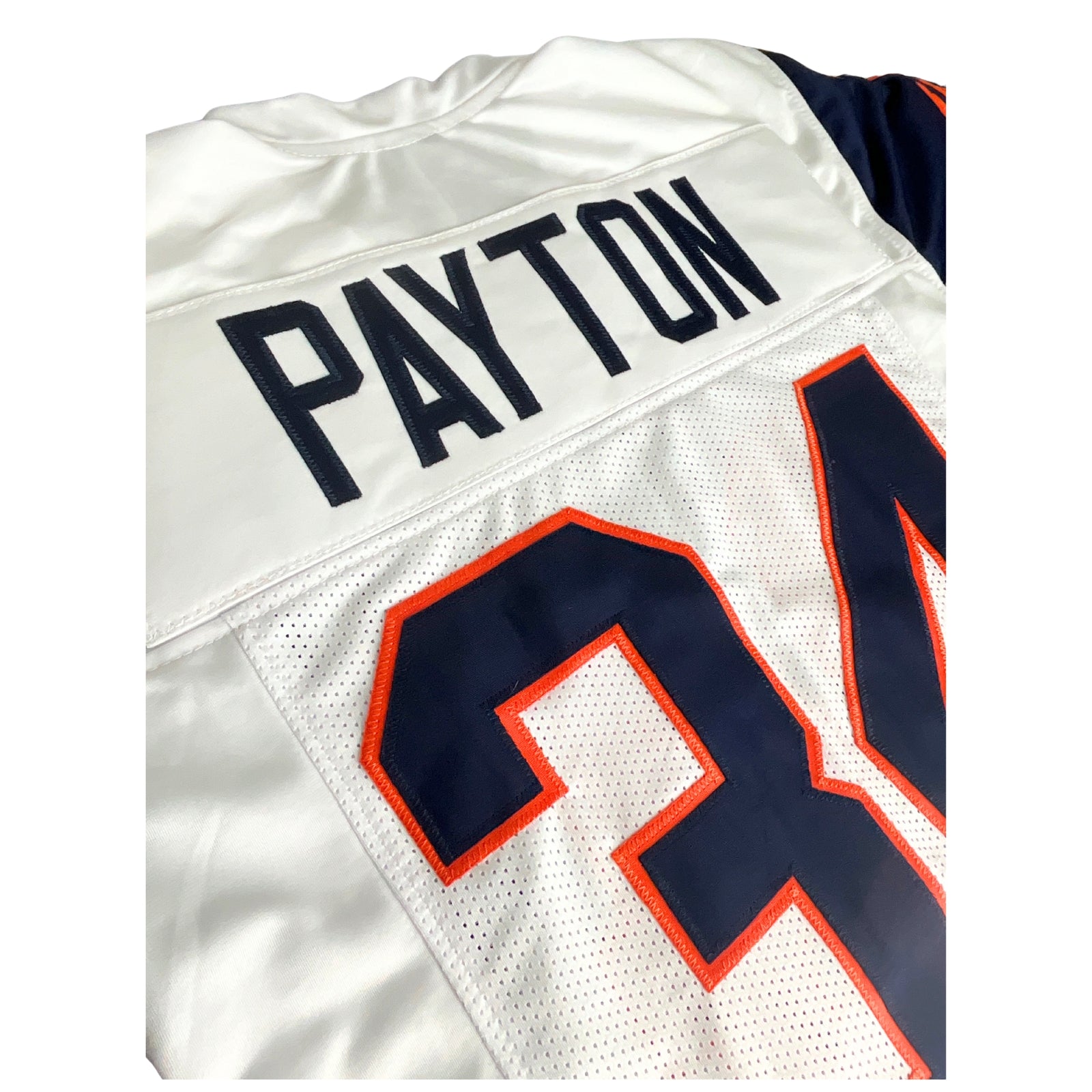 Walter Payton Jersey White and Navy Blue Chicago | Unisex Adult Sizes S-5XL Unsigned Custom Sewn Stitched