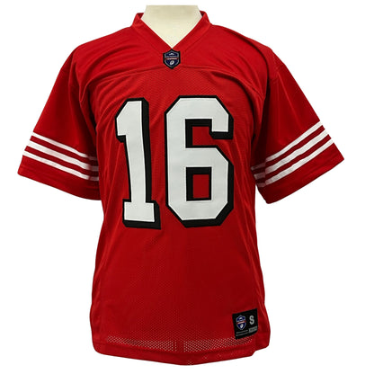 Joe Montana Jersey Red w / Drop Shadow San Francisco | Unisex Adult Sizes S-5XL Custom Sewn Stitched