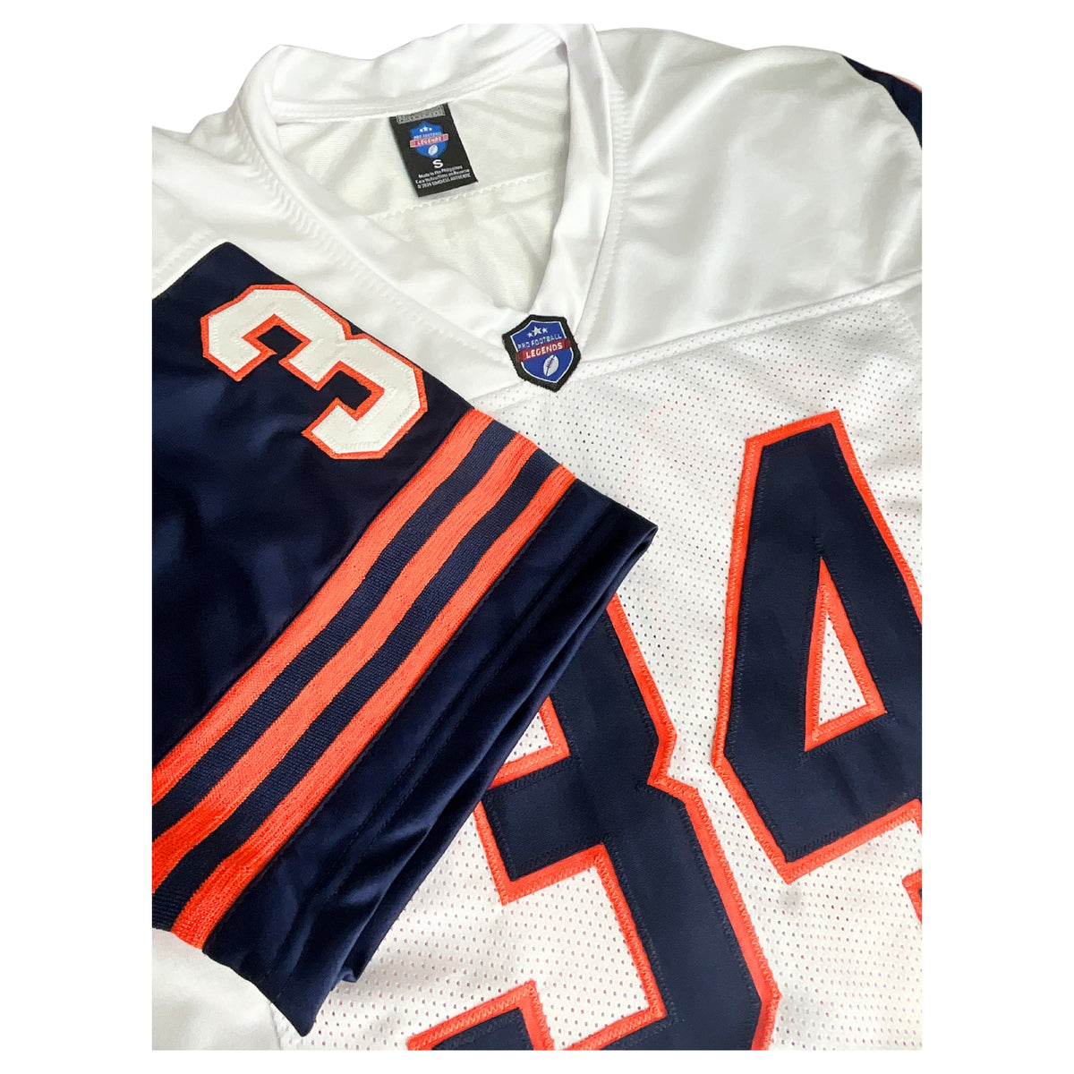 Walter Payton Jersey White and Navy Blue Chicago | Unisex Adult Sizes S-5XL Unsigned Custom Sewn Stitched