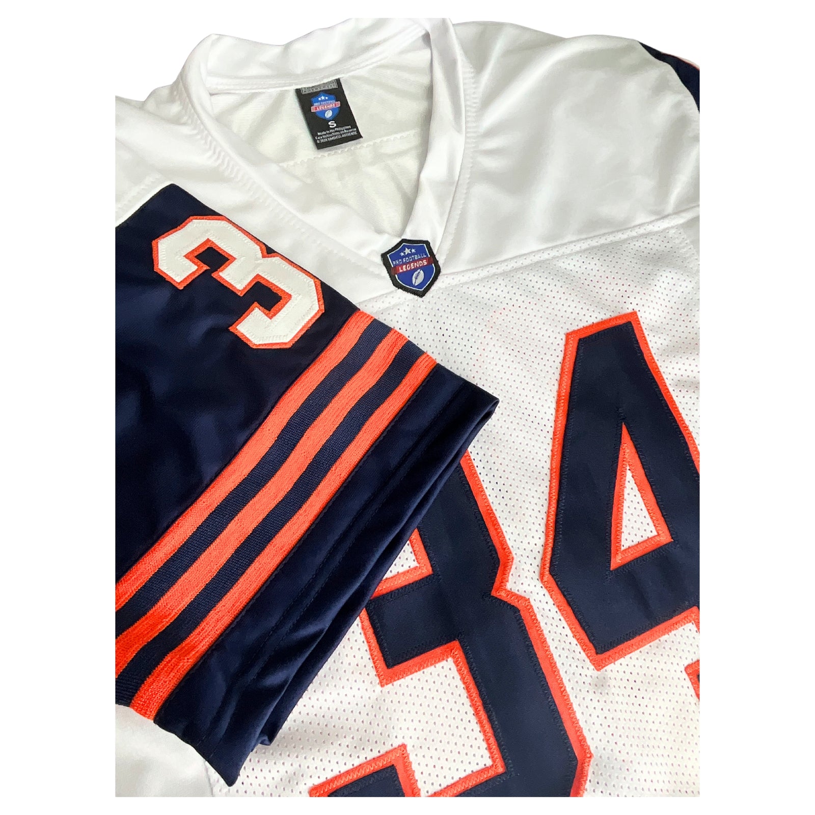 Walter Payton Jersey White and Navy Blue Chicago | Unisex Adult Sizes S-5XL Unsigned Custom Sewn Stitched