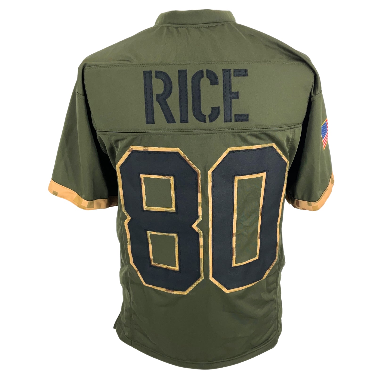 Jerry Rice Jersey Olive Camouflage San Francisco | Unisex Adult Sizes S-5XL Unsigned Sewn Stitched