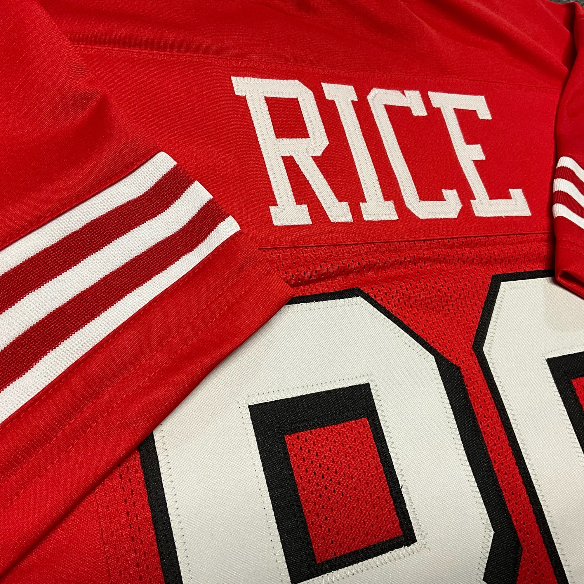 Jerry Rice Jersey Red w/ Drop Shadow San Francisco | M-5XL Custom Sewn Stitched