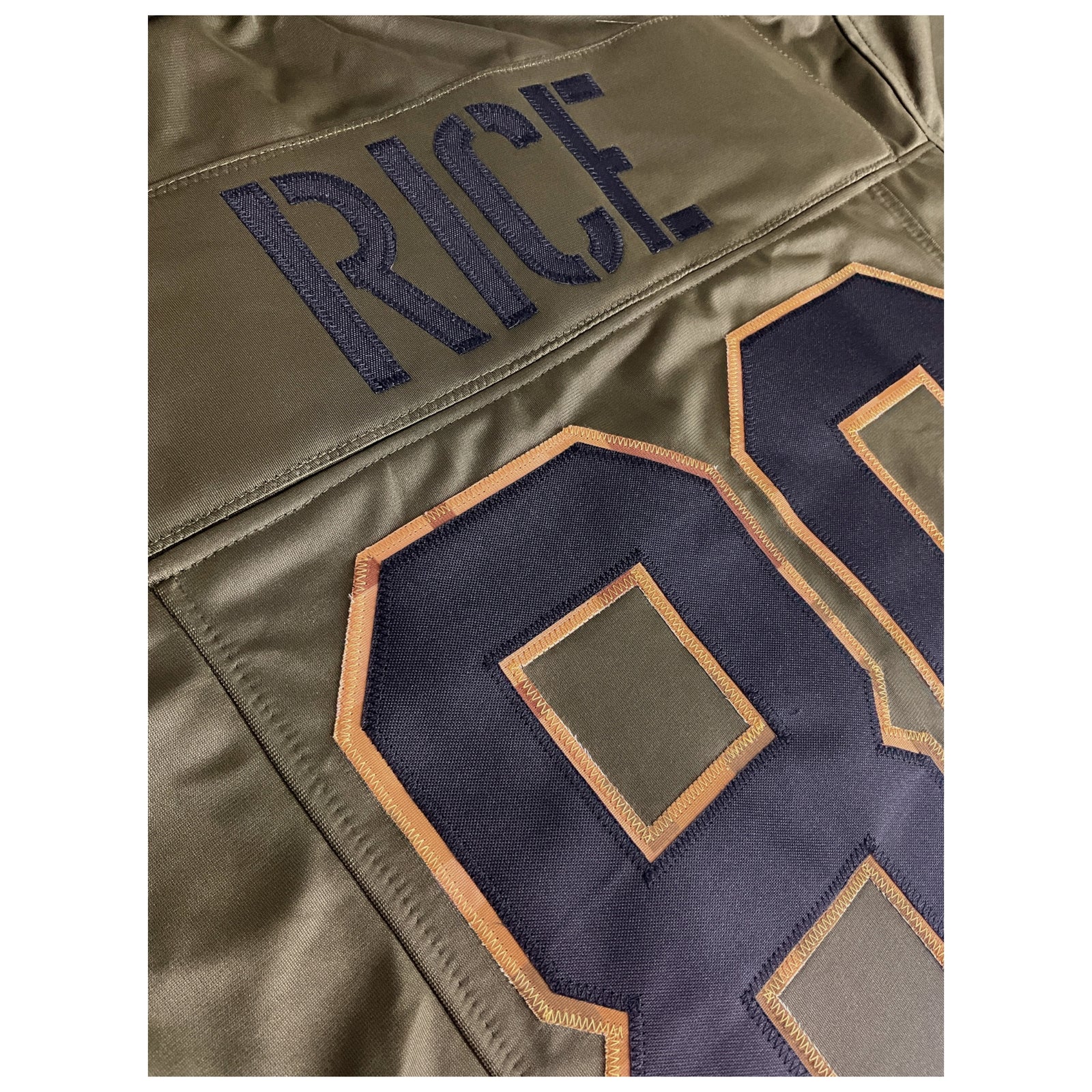 Jerry Rice Jersey Olive Camouflage San Francisco | Unisex Adult Sizes S-5XL Unsigned Sewn Stitched