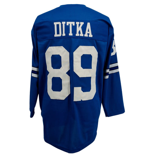Mike Ditka Jersey L/S Blue Dallas M-5XL Custom Sewn Stitched