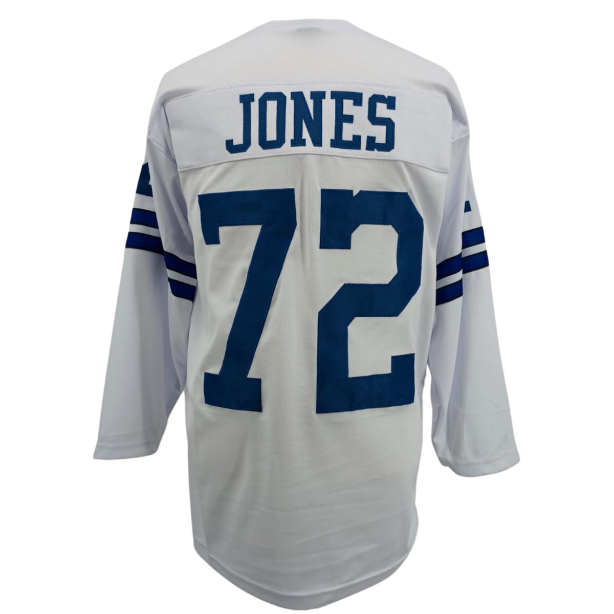 Ed &quot;Too Tall&quot; Jones Jersey L/S White Dallas M-5XL Custom Sewn Stitched