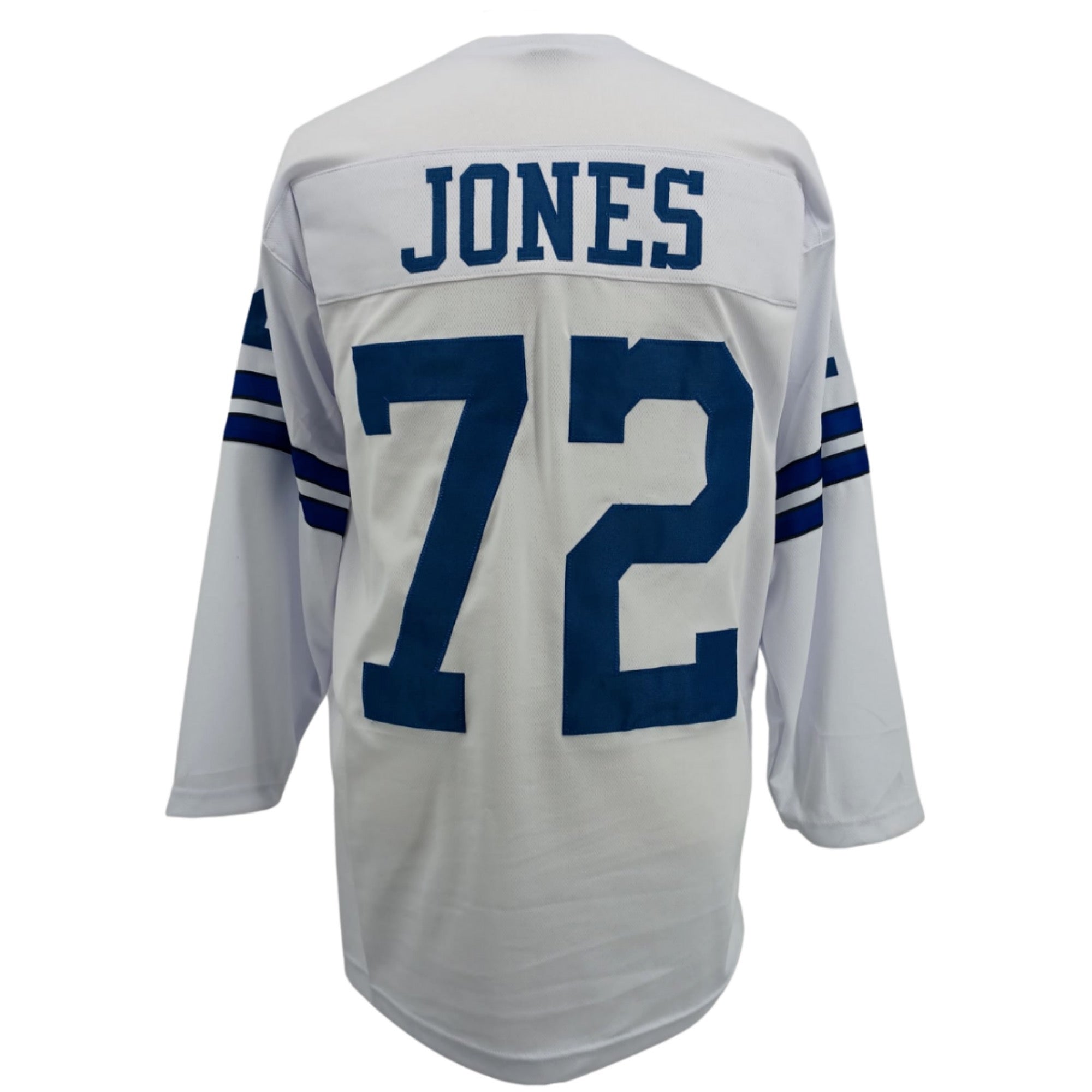 ED "TOO TALL" JONES Cowboys WHITE L/S Jersey M-5XL Unsigned Custom Sewn Stitched