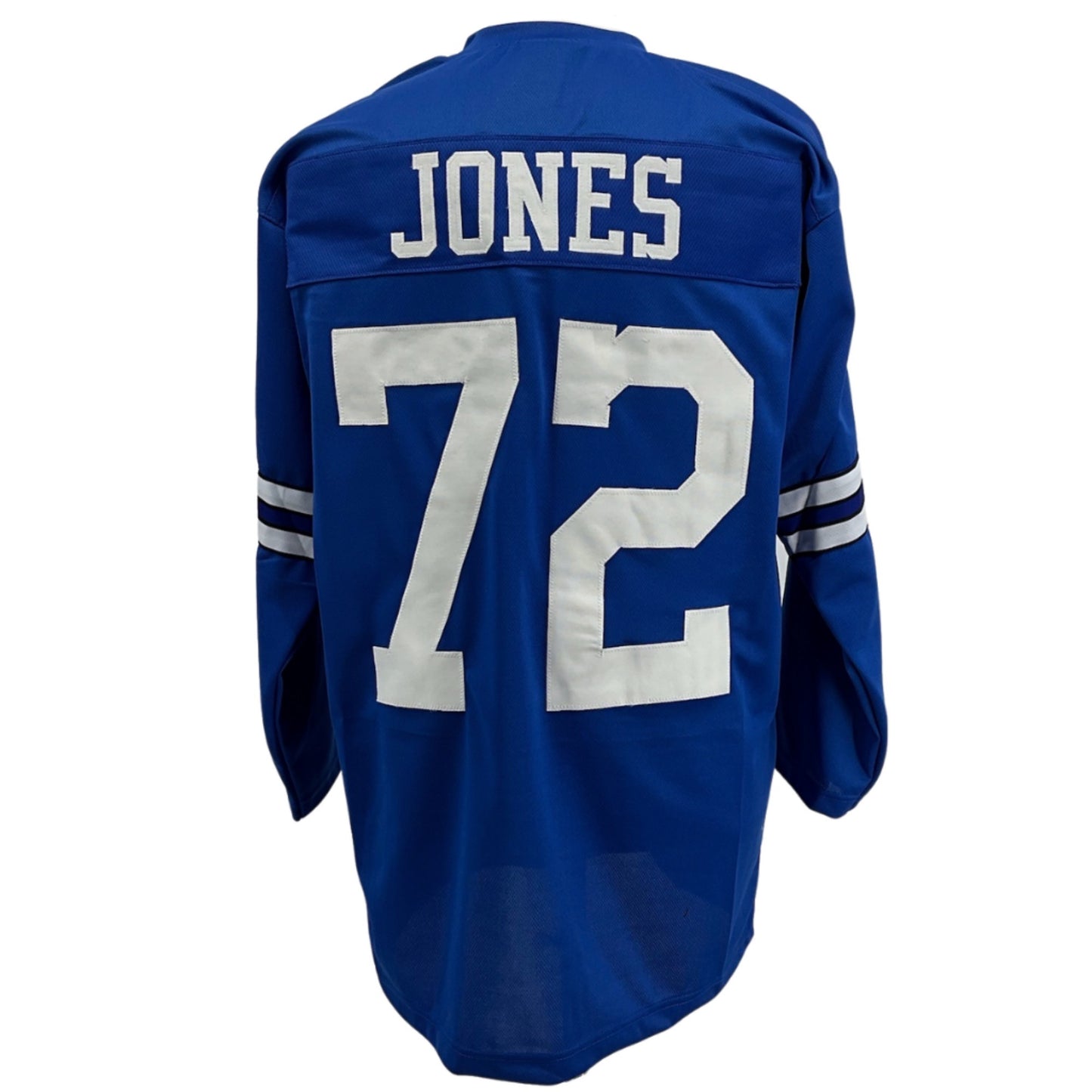 Ed "Too Tall" Jones Jersey L/S Blue Dallas M-5XL Custom Sewn Stitched