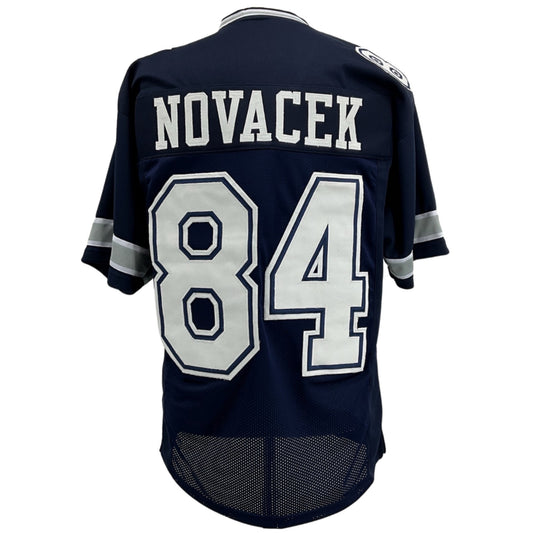 Jay Novacek Jersey Navy Blue Dallas | M-5XL Custom Sewn Stitched