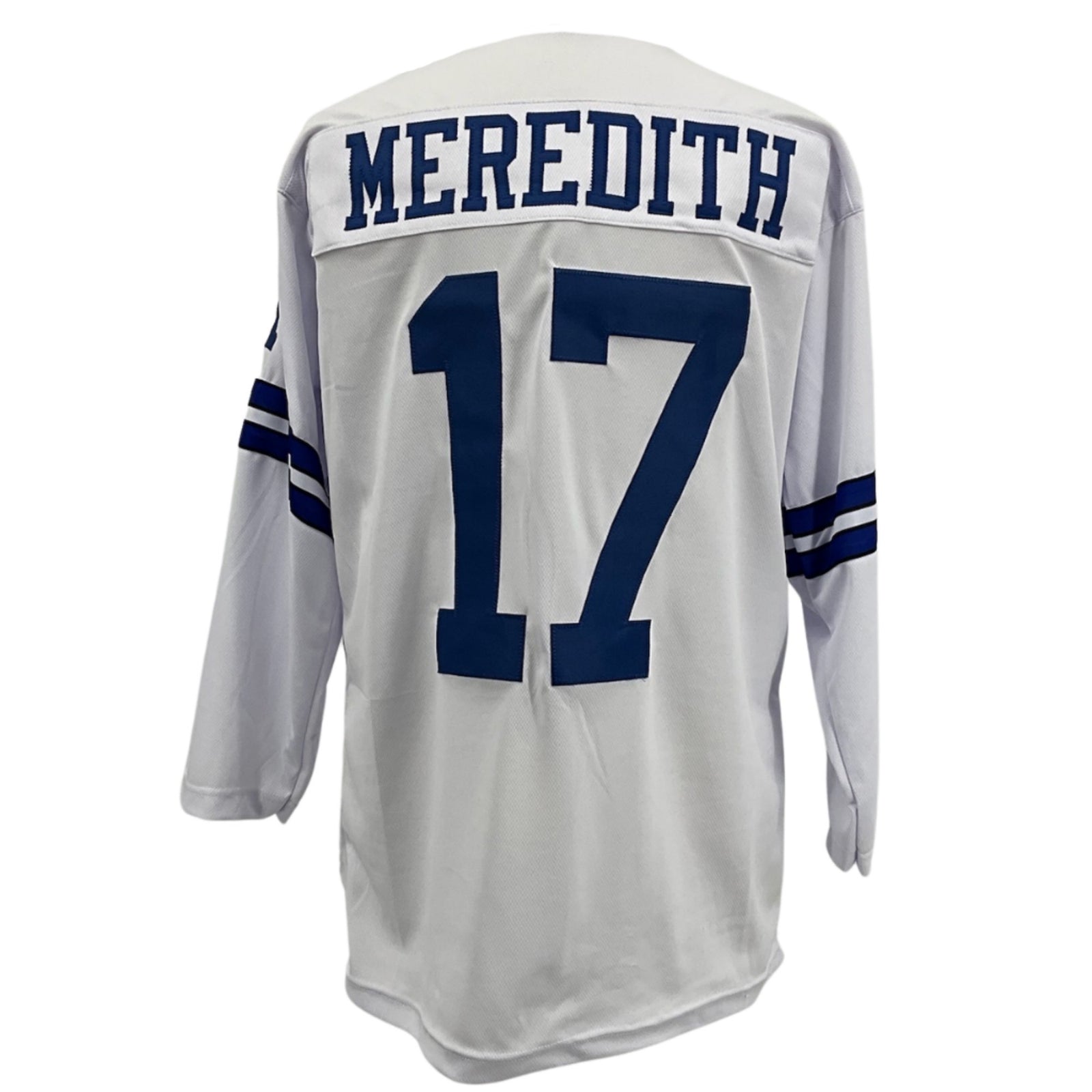 Don Meredith Jersey L/S White Dallas M-5XL Custom Sewn Stitched