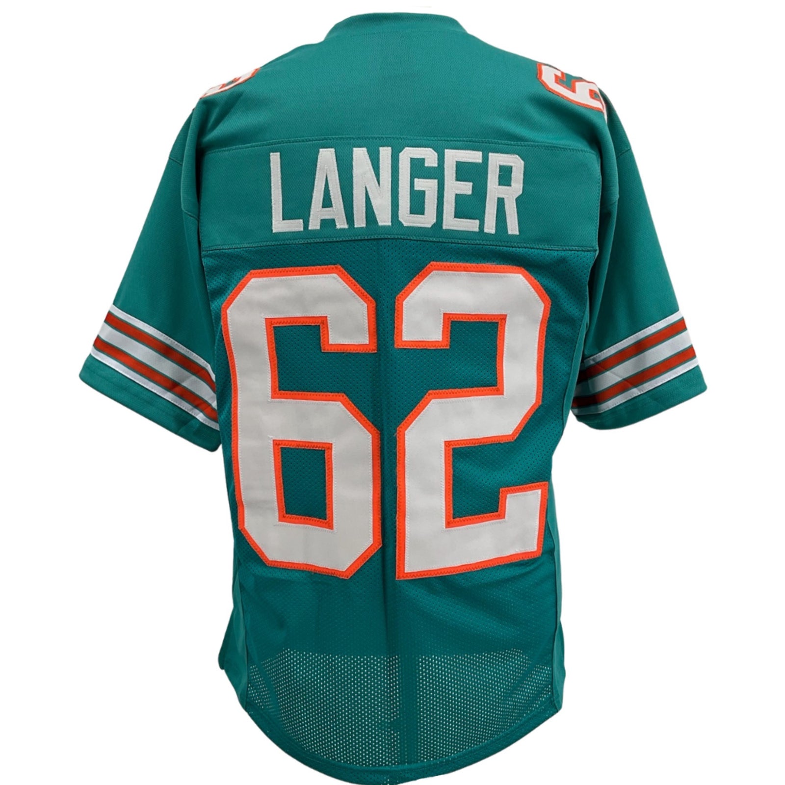 Jim Langer Jersey Aqua Miami M-5XL Custom Sewn Stitched